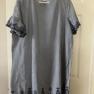 LOFT Black and White Striped Dress